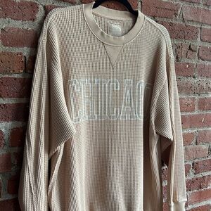 Beige Waffle Knit Sweatershirt